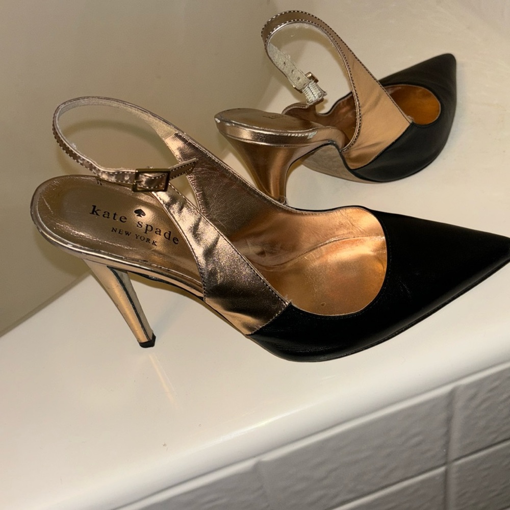 Rose gold and black Kate Spade Heels-lightly worn size 8